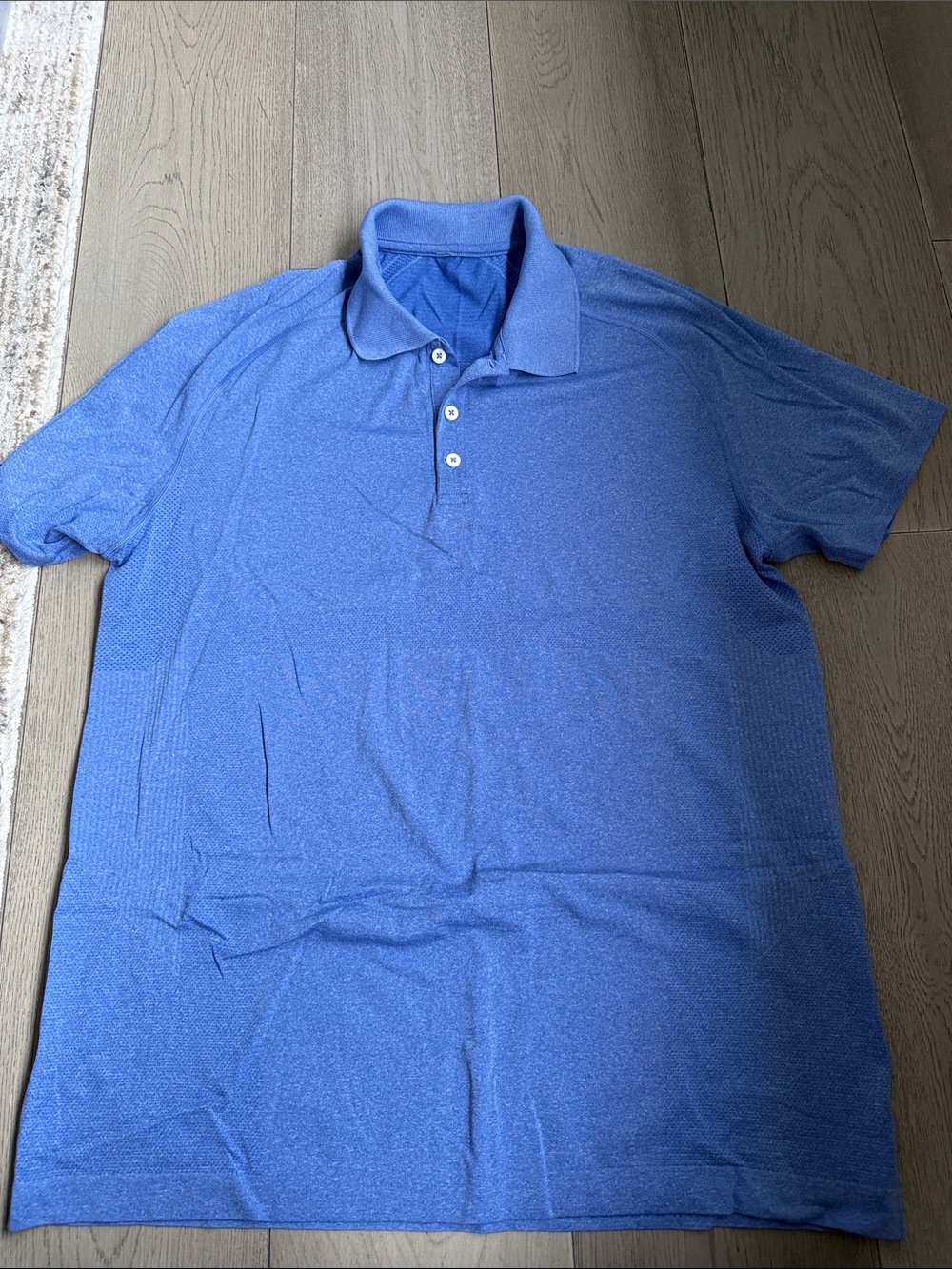LULULEMON- Men's Blue Polo Shirt with Classic Three-Button Placket
